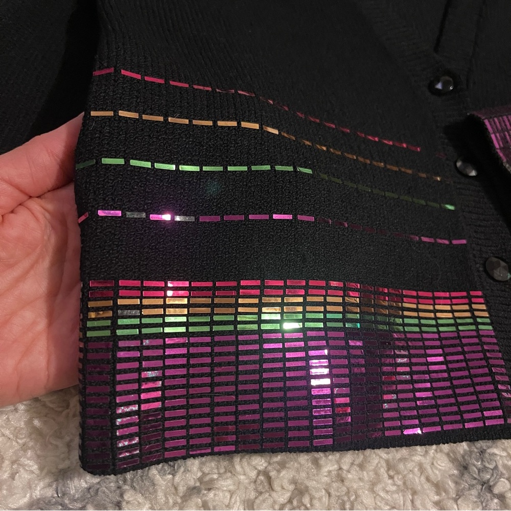 St. John Evening Crop Top Rainbow Flat Sequins Sz… - image 8